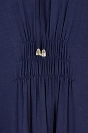 Product shot of the Lucy Core Dress in colour Navy (Blue), detail