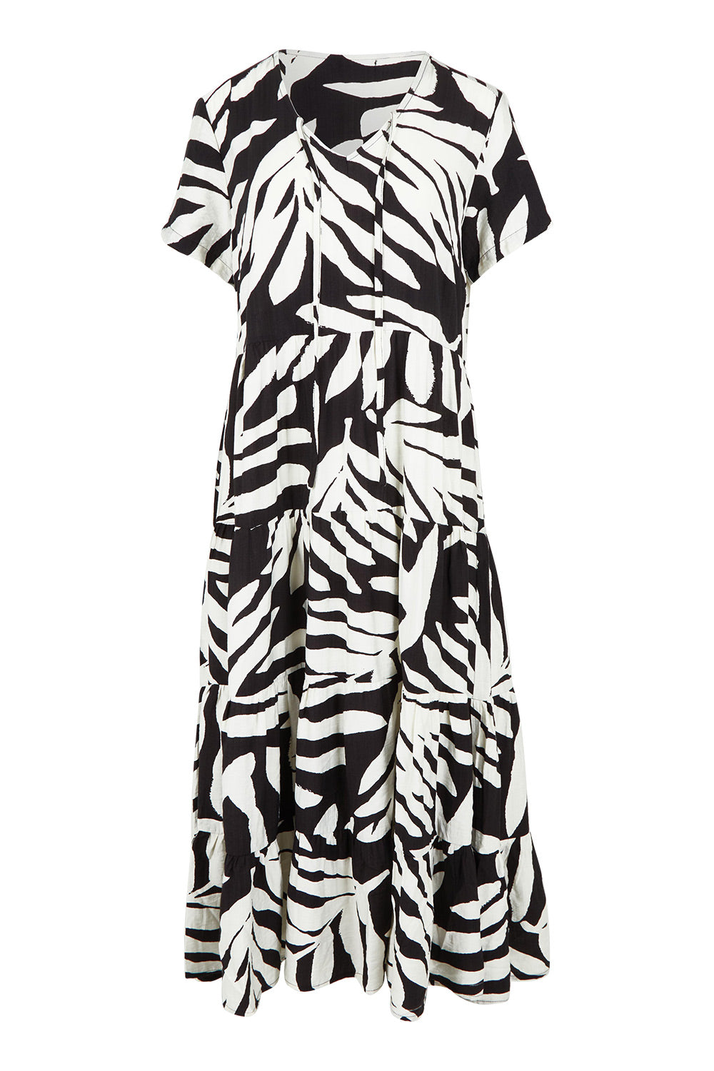 Product shot of the Tier Garden Dress in colour Black (Black), from the front