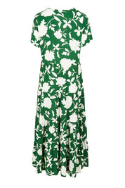 Product shot of the Tier Garden Dress in colour Green (Green), from the back