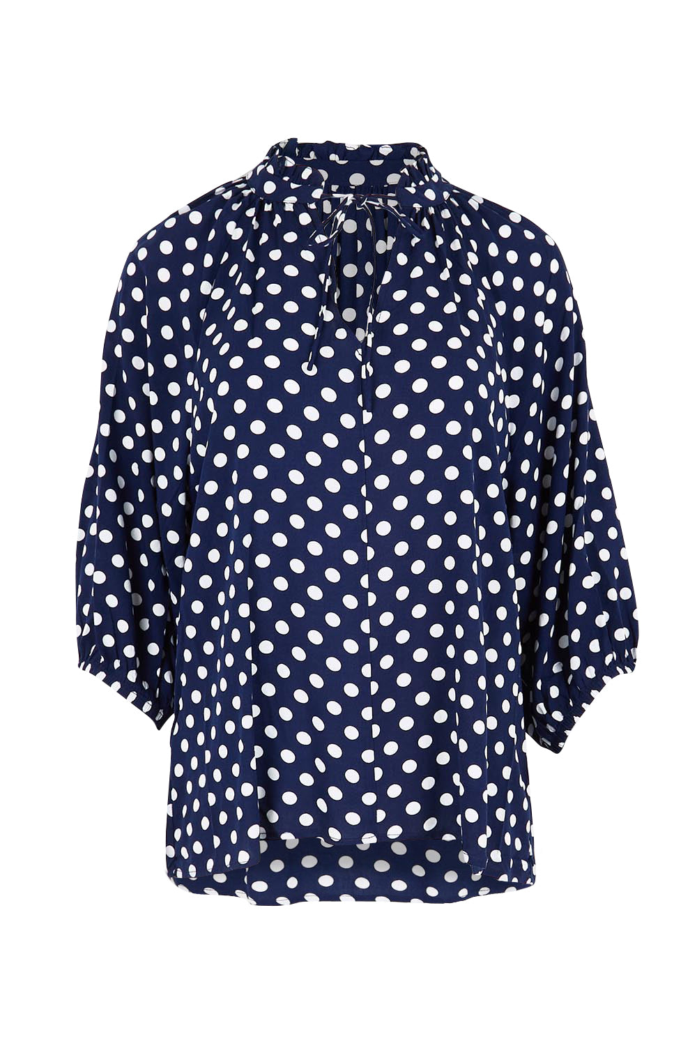 Product shot of the Relaxed Print Top – Navywhite in colour Navywhite, from the front