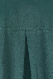 Product shot of the Top Stitch Cotton Shirt Dress in colour Forest (Green), detail