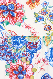 Product shot of the Billow Pocket Print Dress – Ivory in colour Ivory, showing detail