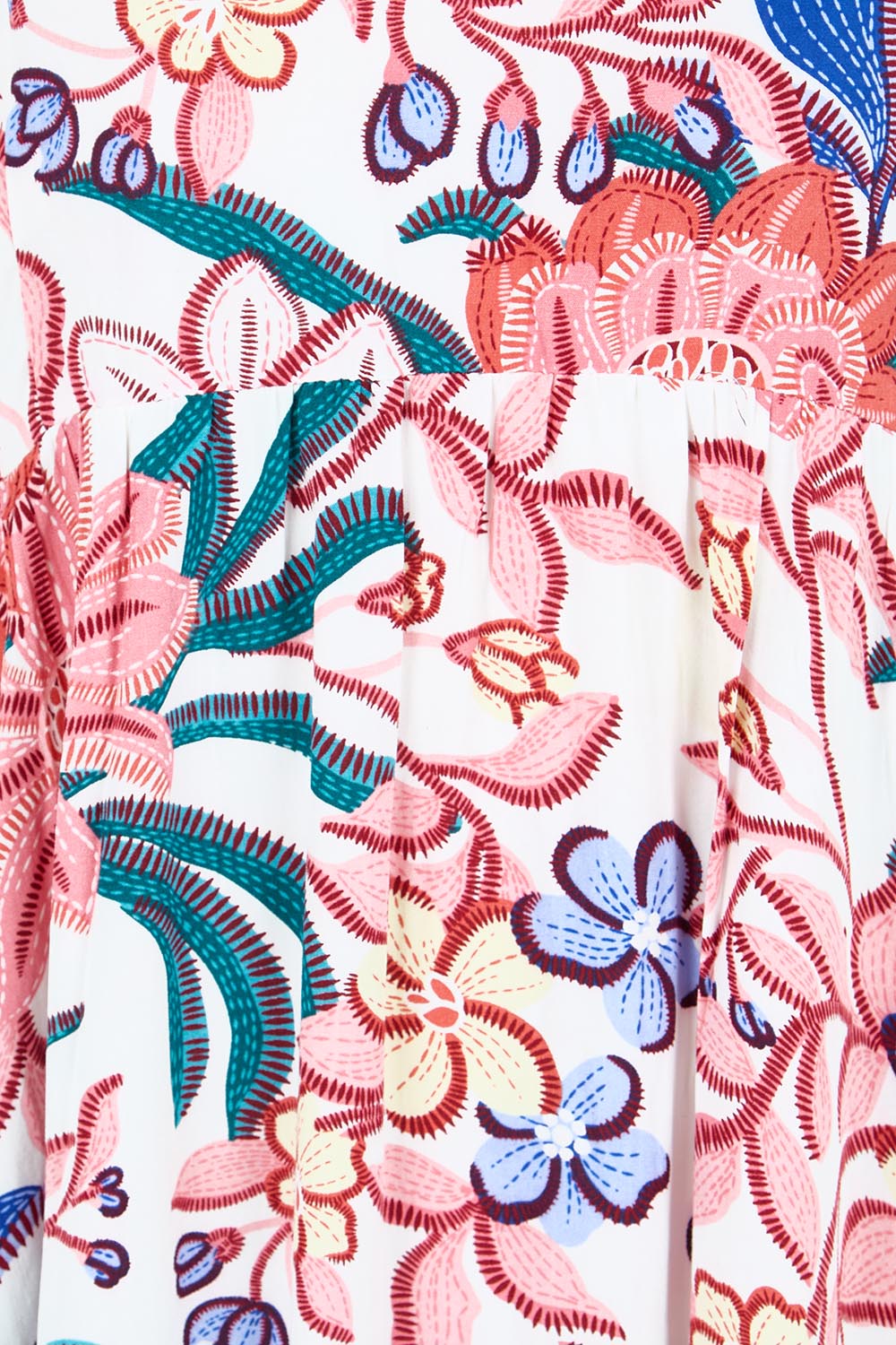 Product shot of the Billow Pocket Print Dress – Pink in colour Pink, showing detail