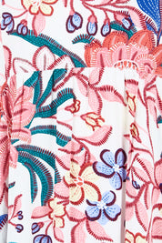 Product shot of the Billow Pocket Print Dress – Pink in colour Pink, showing detail