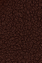 Product shot of the Teddy Zippy Jacket in colour Choc, detail
