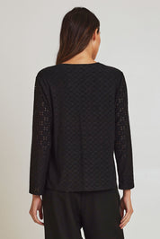 Preloved Lace Broderie Top - Black