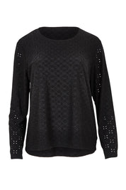 Preloved Lace Broderie Top - Black