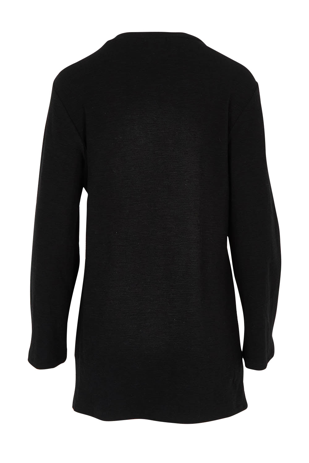 Product shot of the Textured Splice Core Top in colour Blackivory (Black), from the back