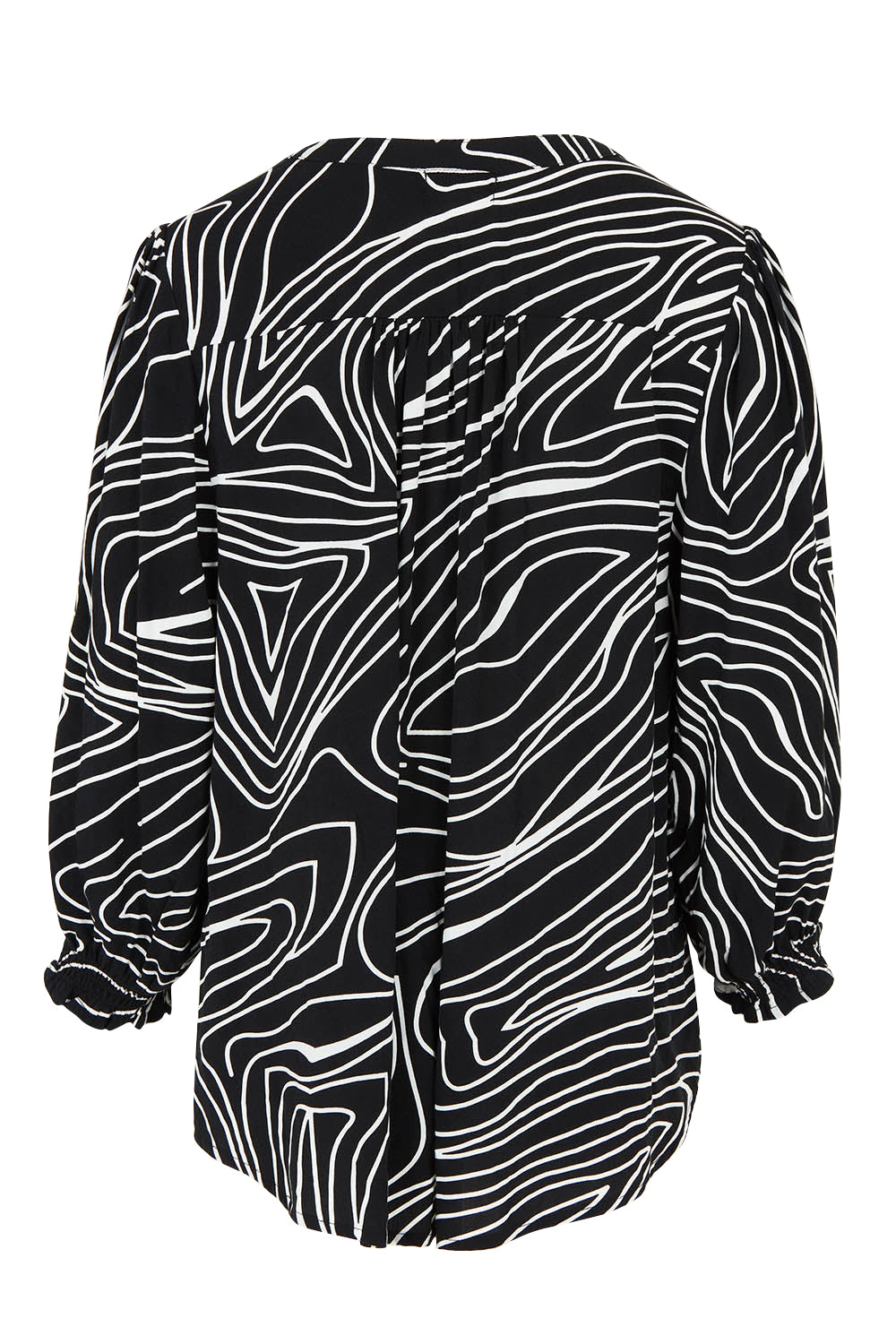 Product shot of the Black And White Button Up Shirt in colour Blackwhite (Black), from the back