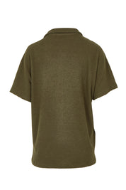 Product shot of the Vesty Top in colour Khaki (Green), from the back
