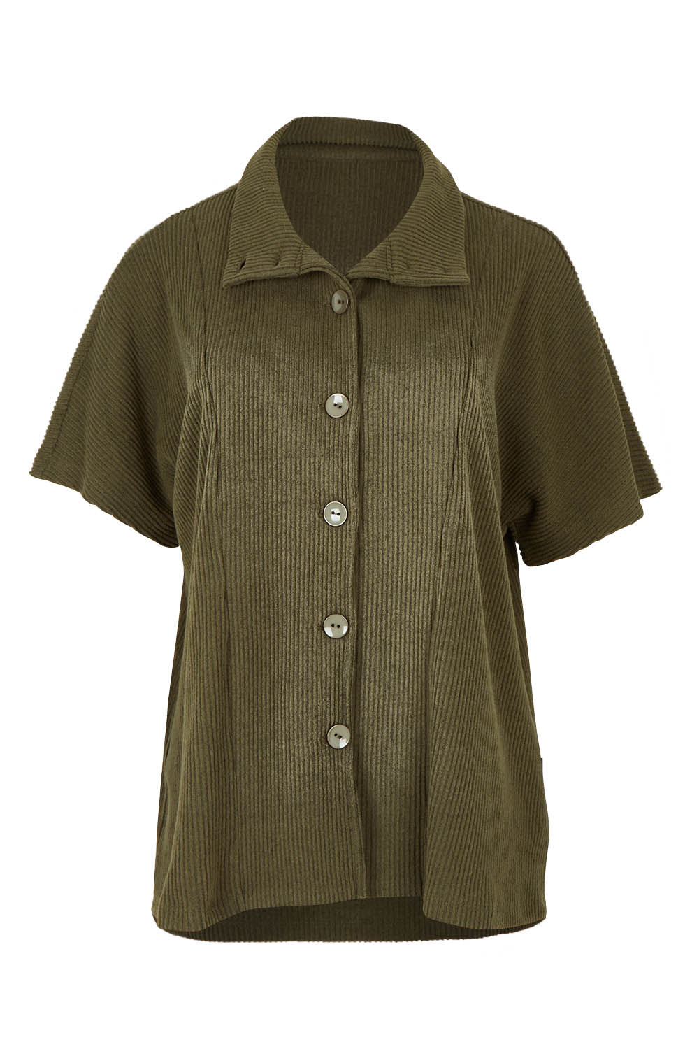 Product shot of the Vesty Top in colour Khaki (Green), from the front