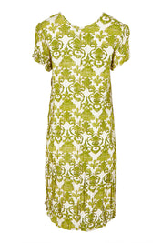 Product shot of the Summer Sands Dress in colour Lime (Green), from the back
