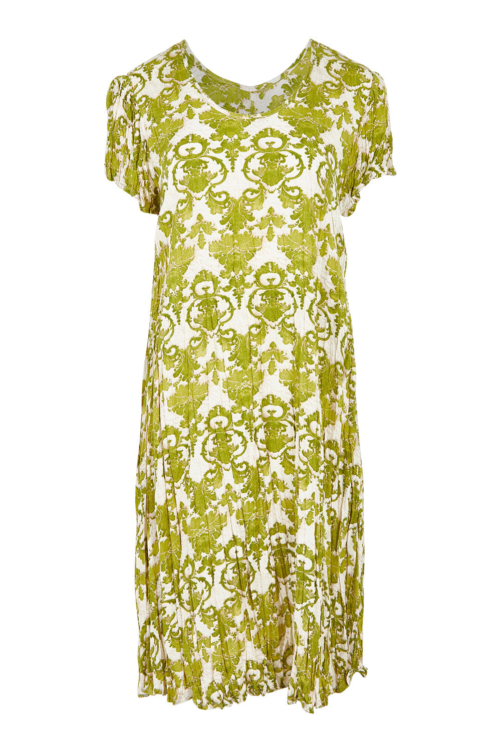 Product shot of the Summer Sands Dress in colour Lime (Green), from the front