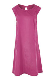 Product shot of the Get Smart Cotton Blend Dress in colour Berry (Pink), from the front