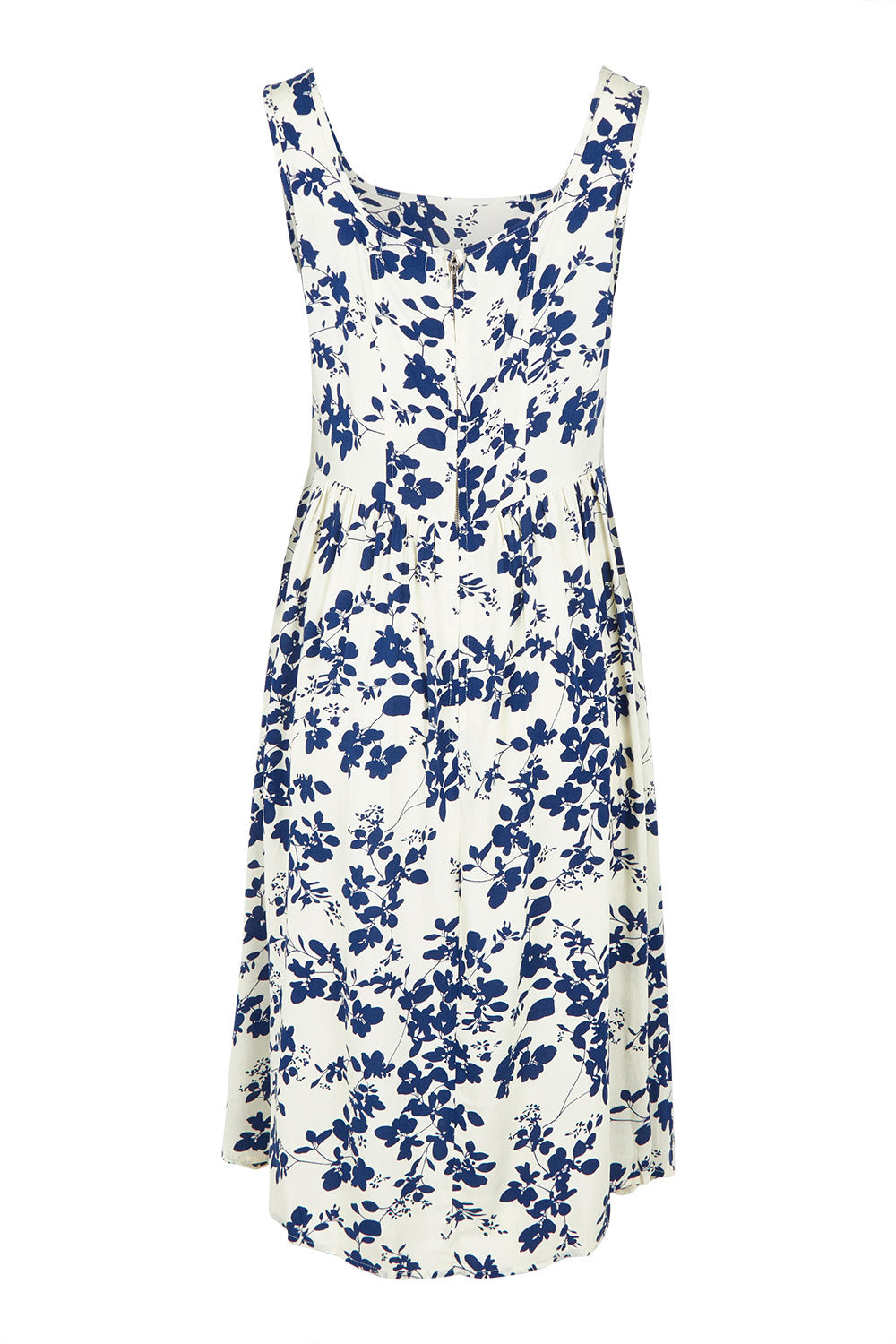 Product shot of the Oakley Dress in colour Blue (Blue), from the back