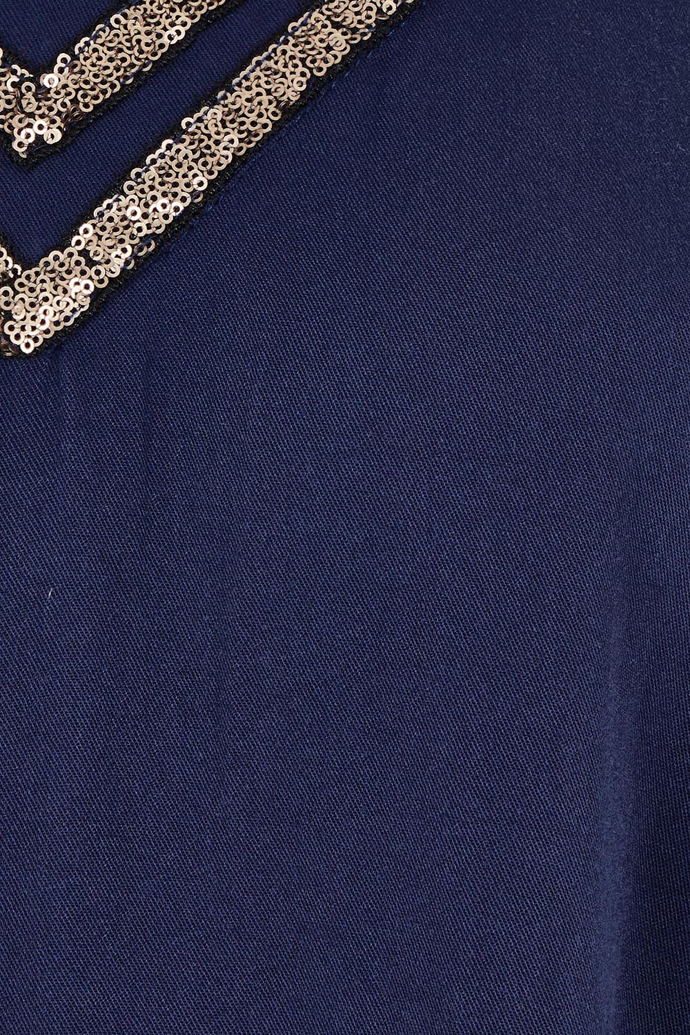 Product shot of the Florida Kaftan Tunic Top in colour Navy (Blue), detail