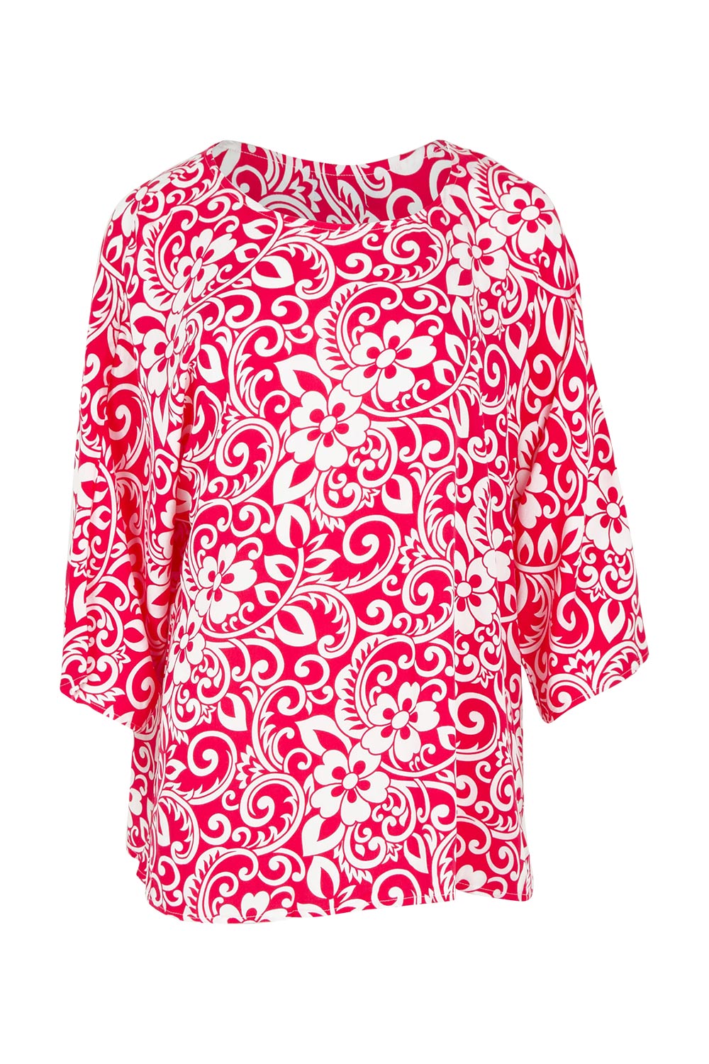 Product shot of the Summer Ease Top in colour Raspberry (Pink), from the front