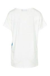 Product shot of the Blue Beauty Tee in colour Blue (White), from the back