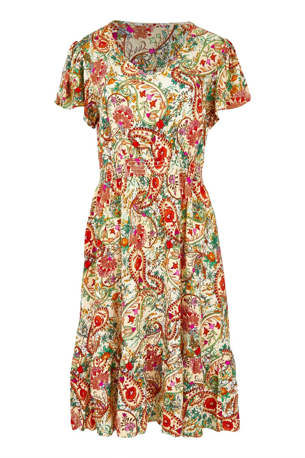 Product shot of the Kiara Pocket Dress in colour Floral, from the front