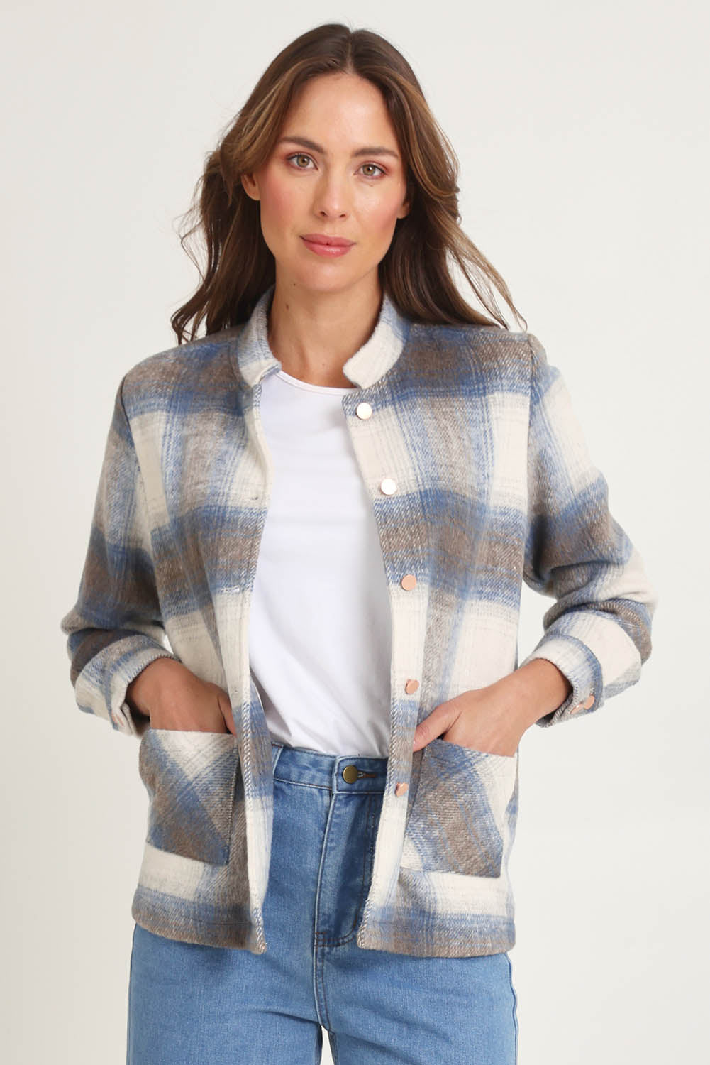 Check Stud Jacket – Blue