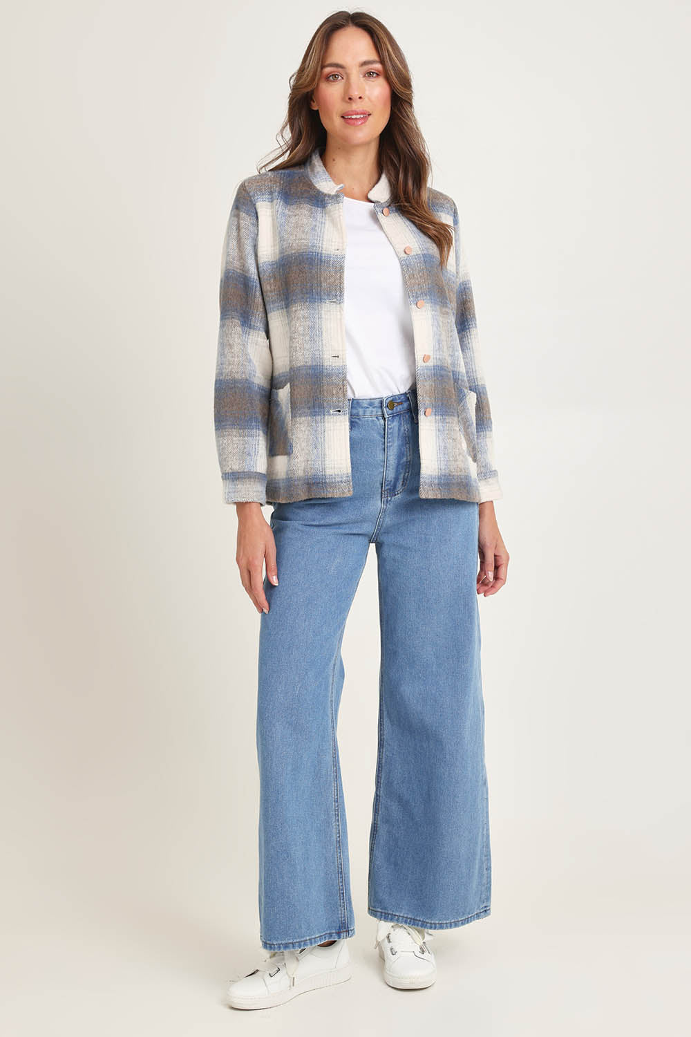Check Stud Jacket – Blue