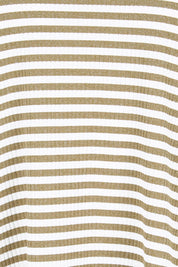 Product shot of the Stripe Ruffle Top – Bark in colour Bark, showing detail