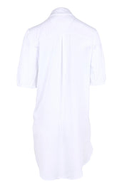 Product shot of the Drawstring Tunic Shirt – White in colour White, from the back