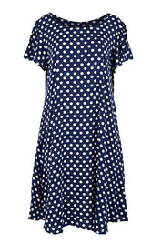 Product shot of the Flutter Swing Dress – Navywhite in colour Navywhite, from the front