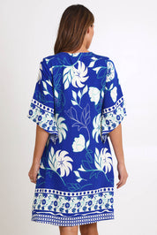 Model Madelinec wearing size 10 of the Sun Dress – Royal in colour Royal, from the back