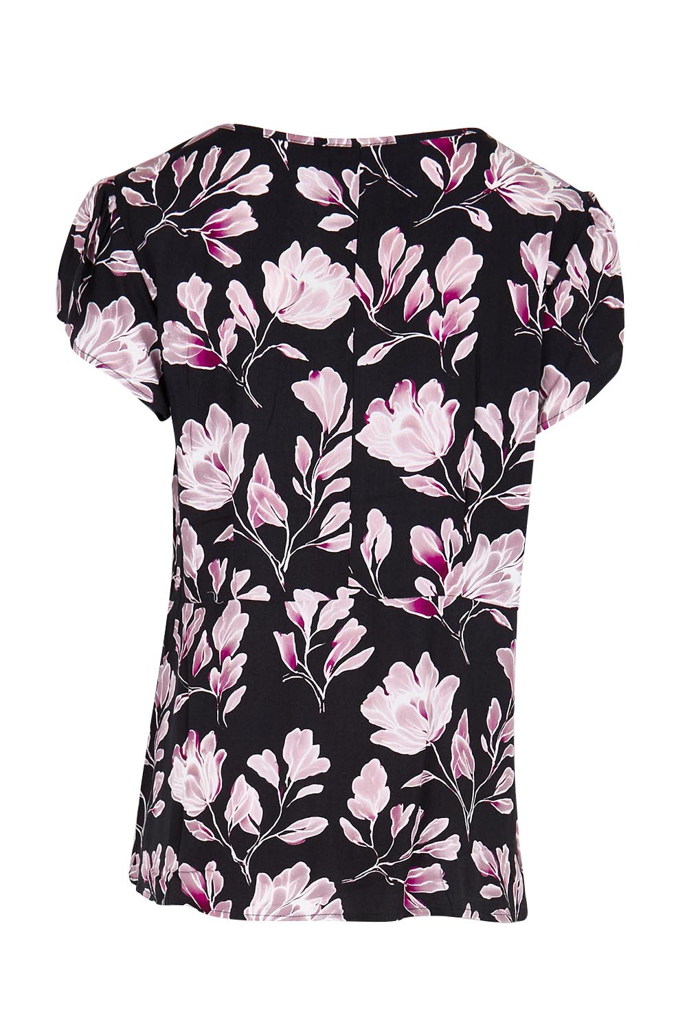 Product shot of the Kirra Pintuck Top – Blkfloral in colour Blkfloral, from the back