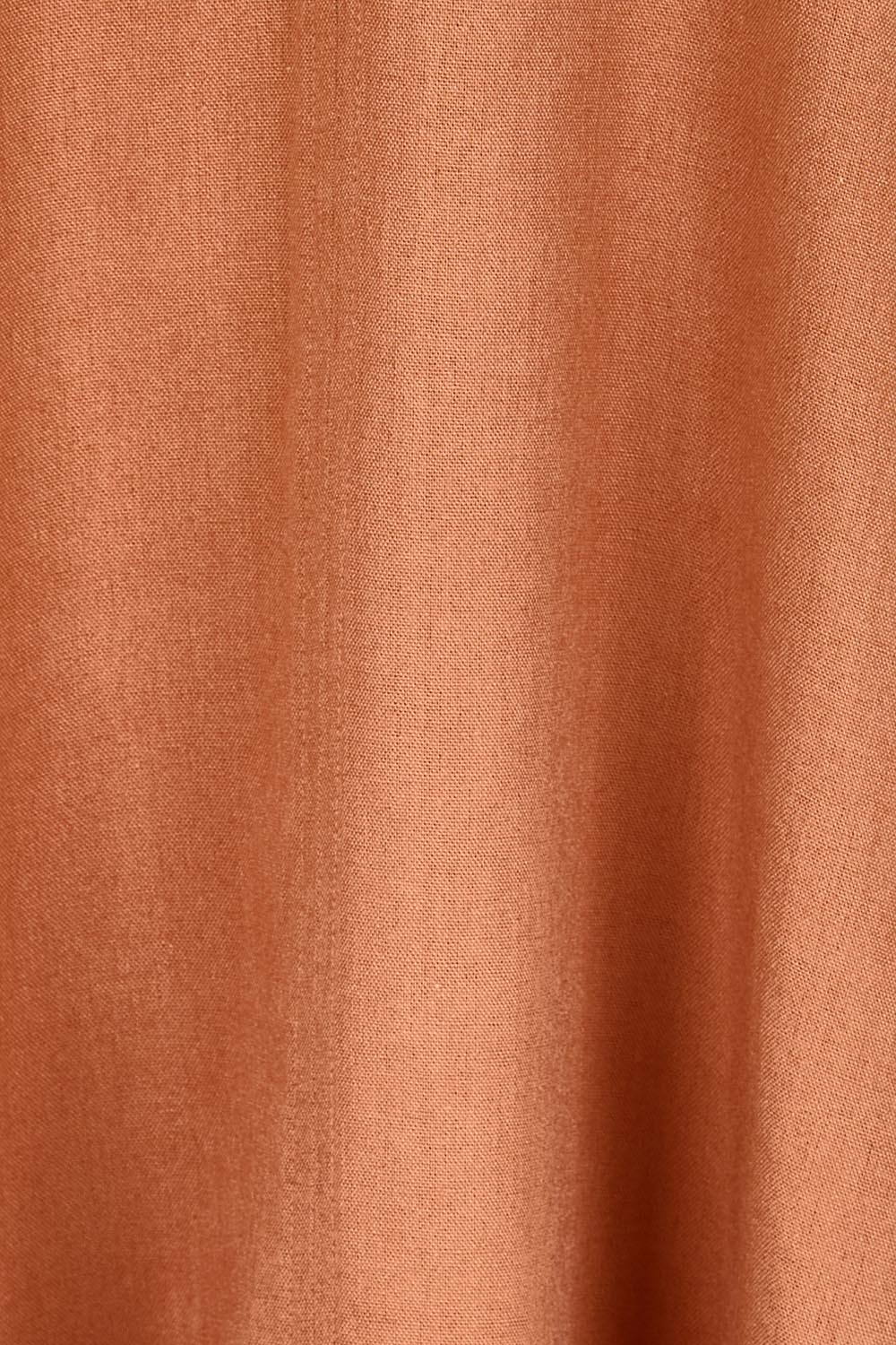 Product shot of the Core Linen V Shift Dress – Cinnamon in colour Cinnamon, showing detail