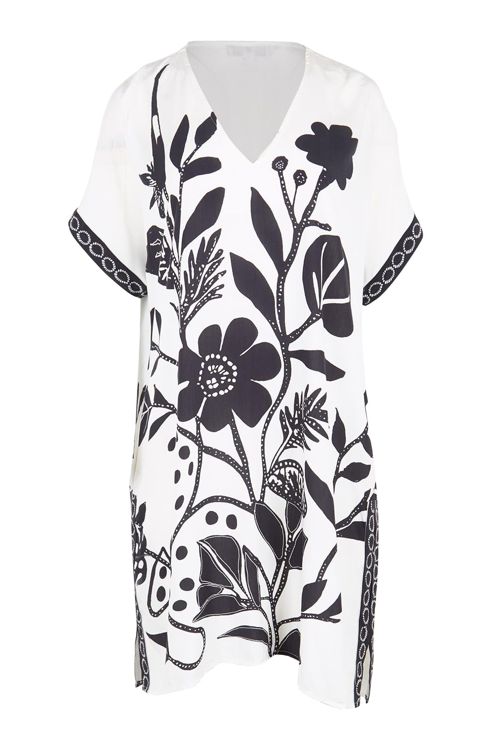 Product shot of the Kimono Shift Dress – Blkprint in colour Blkprint, from the front
