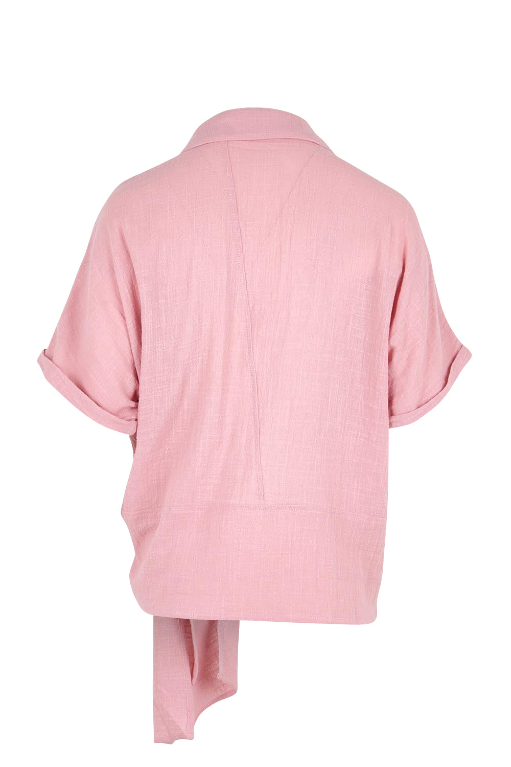Product shot of the Core Wrap Over Top – Rose in colour Rose, from the back