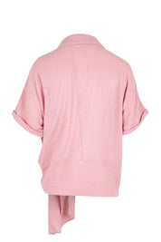 Product shot of the Core Wrap Over Top – Rose in colour Rose, from the back