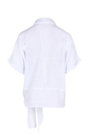Product shot of the Core Wrap Over Top – White in colour White, from the back