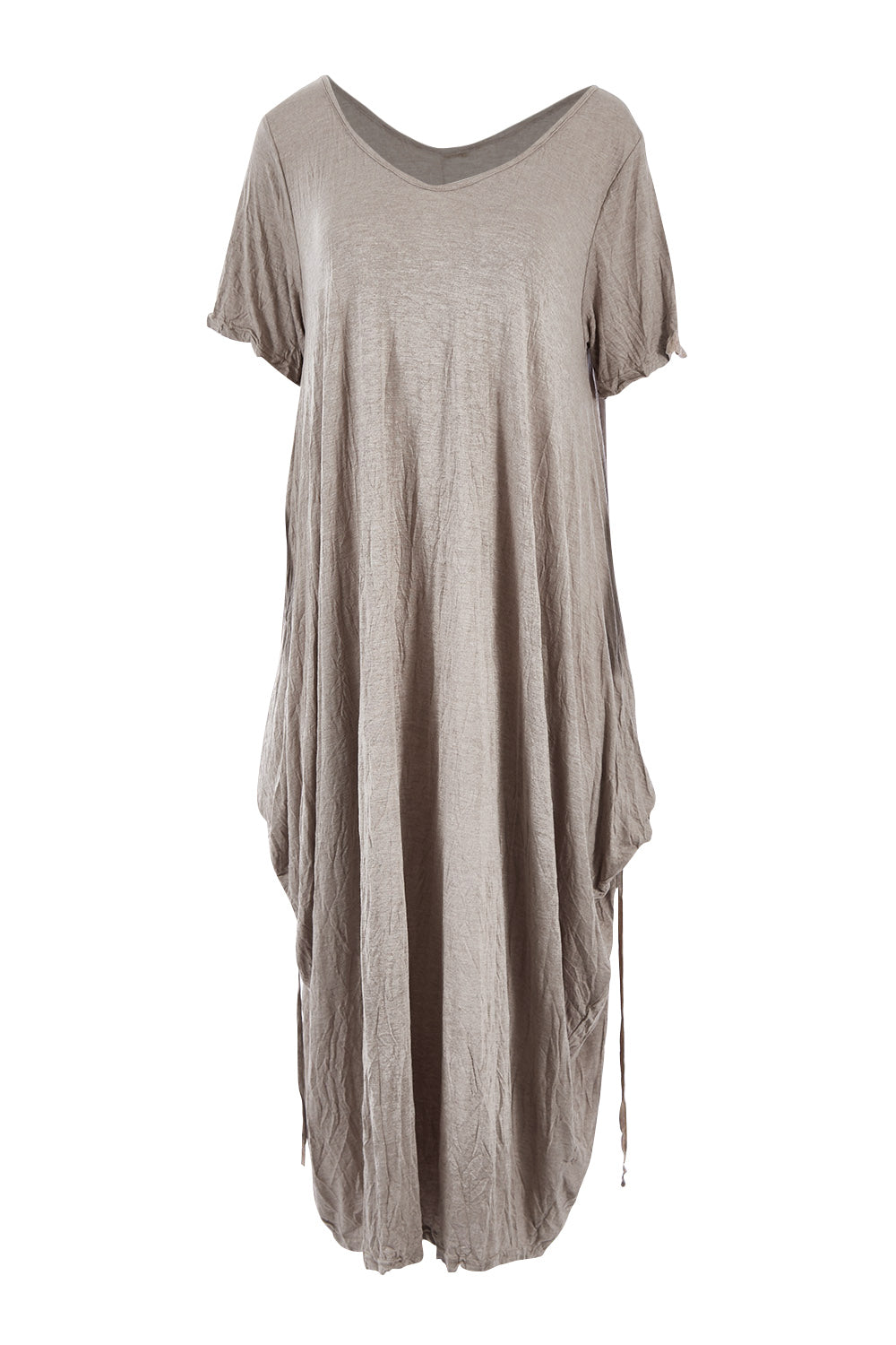 Product shot of the Primrose Dress in colour Oatmeal, from the front