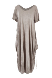 Product shot of the Primrose Dress in colour Oatmeal, from the front
