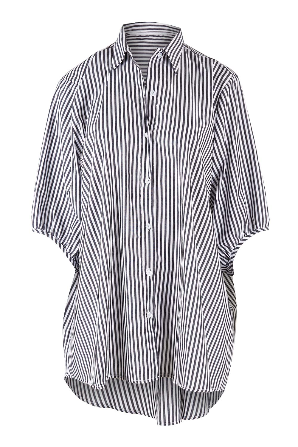 Preloved Oversized Stripe Shirt - Black