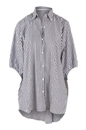 Preloved Oversized Stripe Shirt - Black