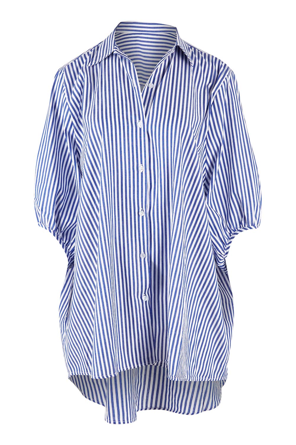 Preloved Oversized Stripe Shirt - Navy