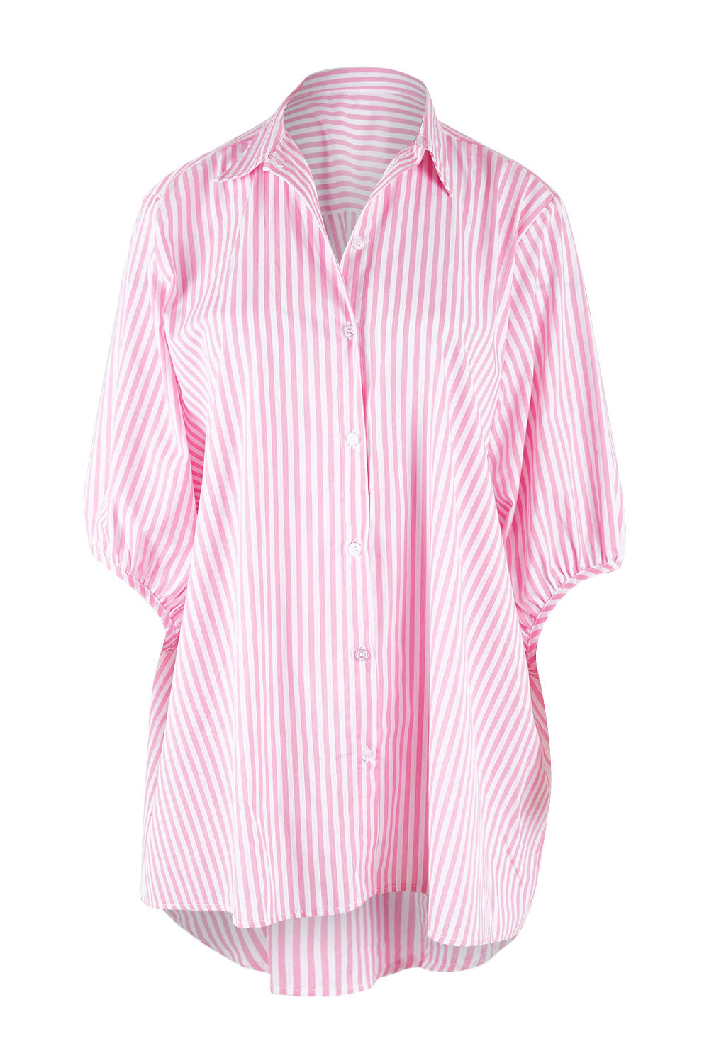 Preloved Oversized Stripe Shirt - Pink