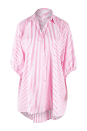 Preloved Oversized Stripe Shirt - Pink
