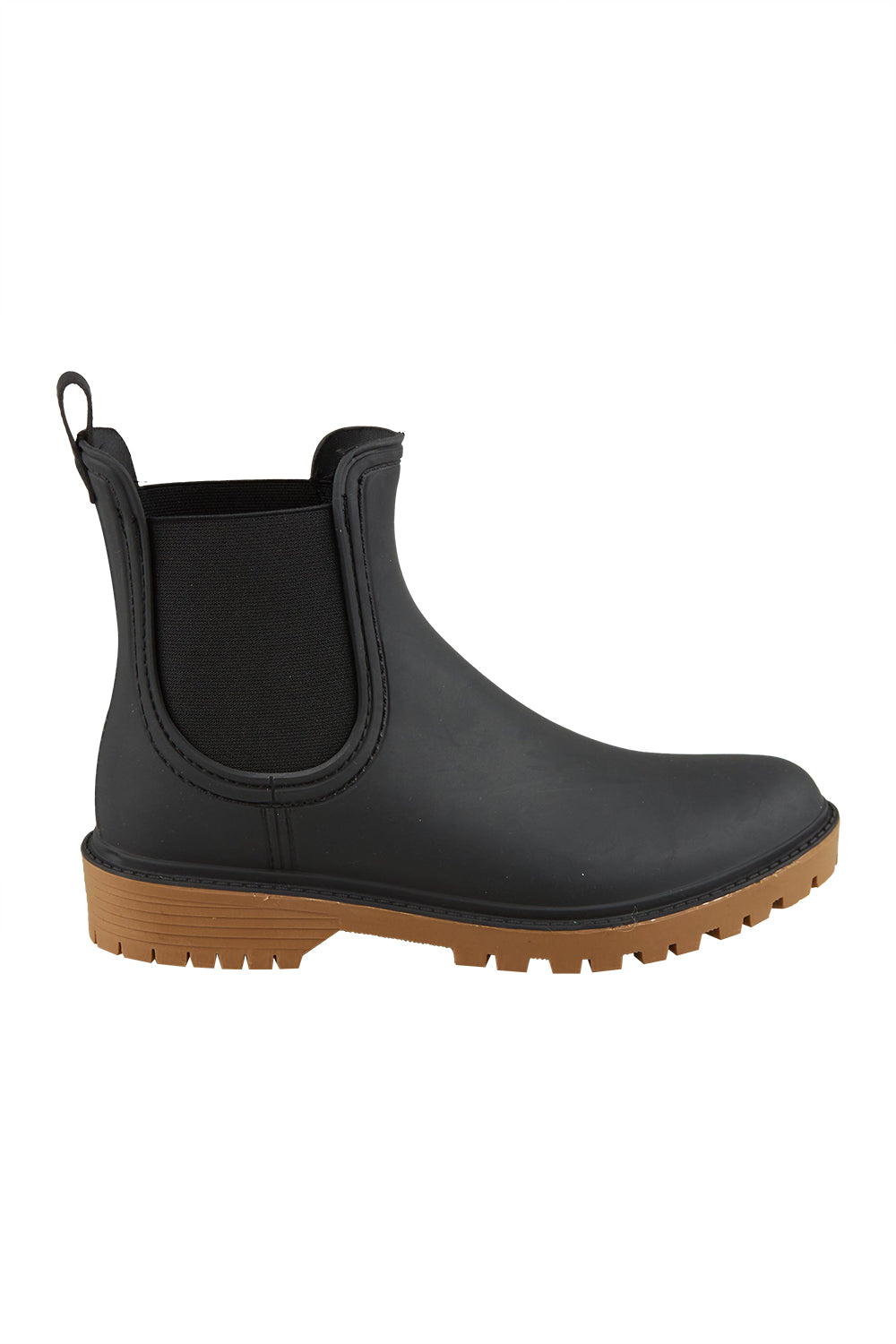 Product shot of the Laurina2 Gumboot in colour Black (Black), from the front