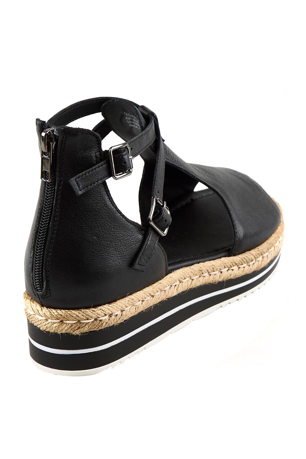 Product shot of the Alexys Leather Sandal - Black in colour Black, from the back