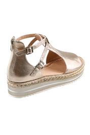 Product shot of the Alexys Leather Sandal - Platino in colour Platino, from the back