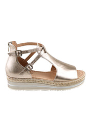 Product shot of the Alexys Leather Sandal - Platino in colour Platino, from the front