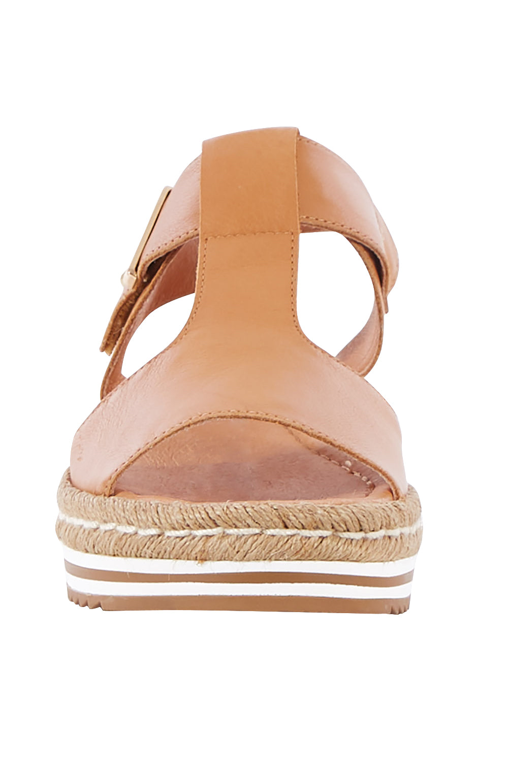 Product shot of the Ambers Sandal Flatform in colour Tan, detail