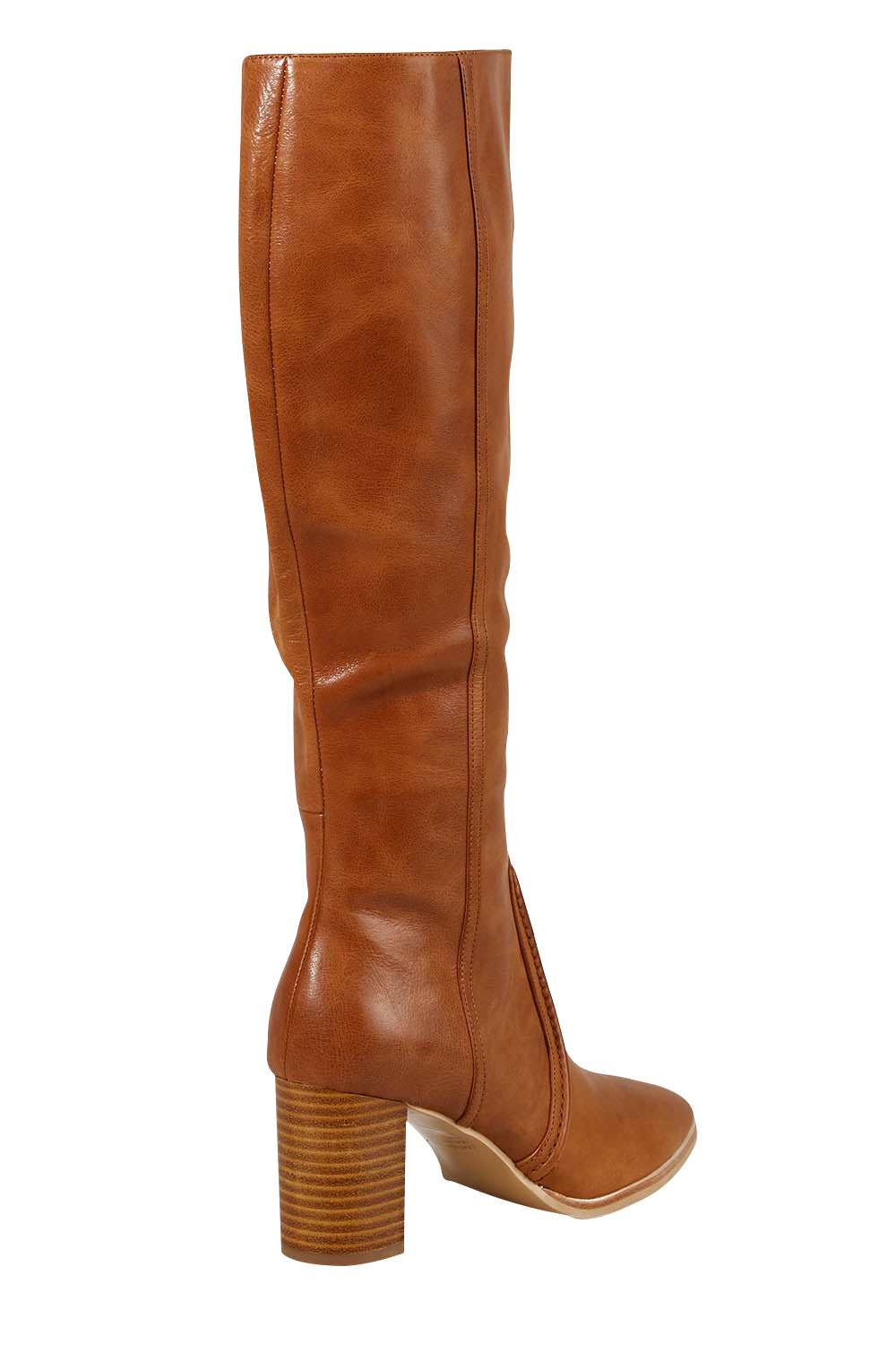 Product shot of the Ammies Leather Boot in colour Cognac, from the back