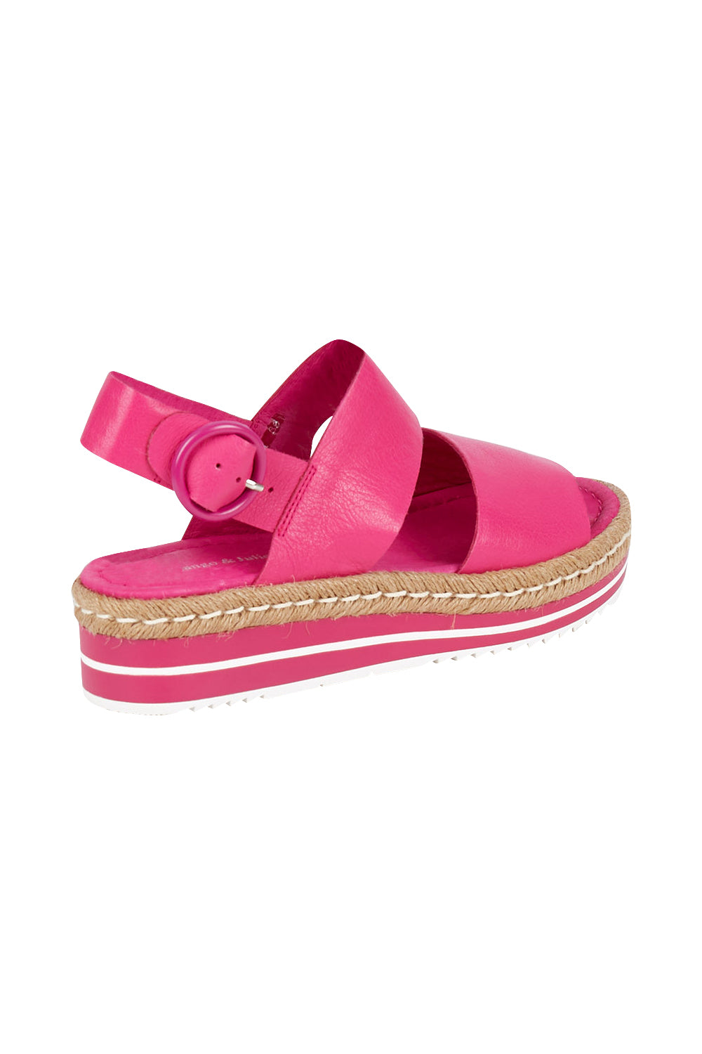 Product shot of the Atha Sandal Flatform in colour Fuchsia (Pink), from the back