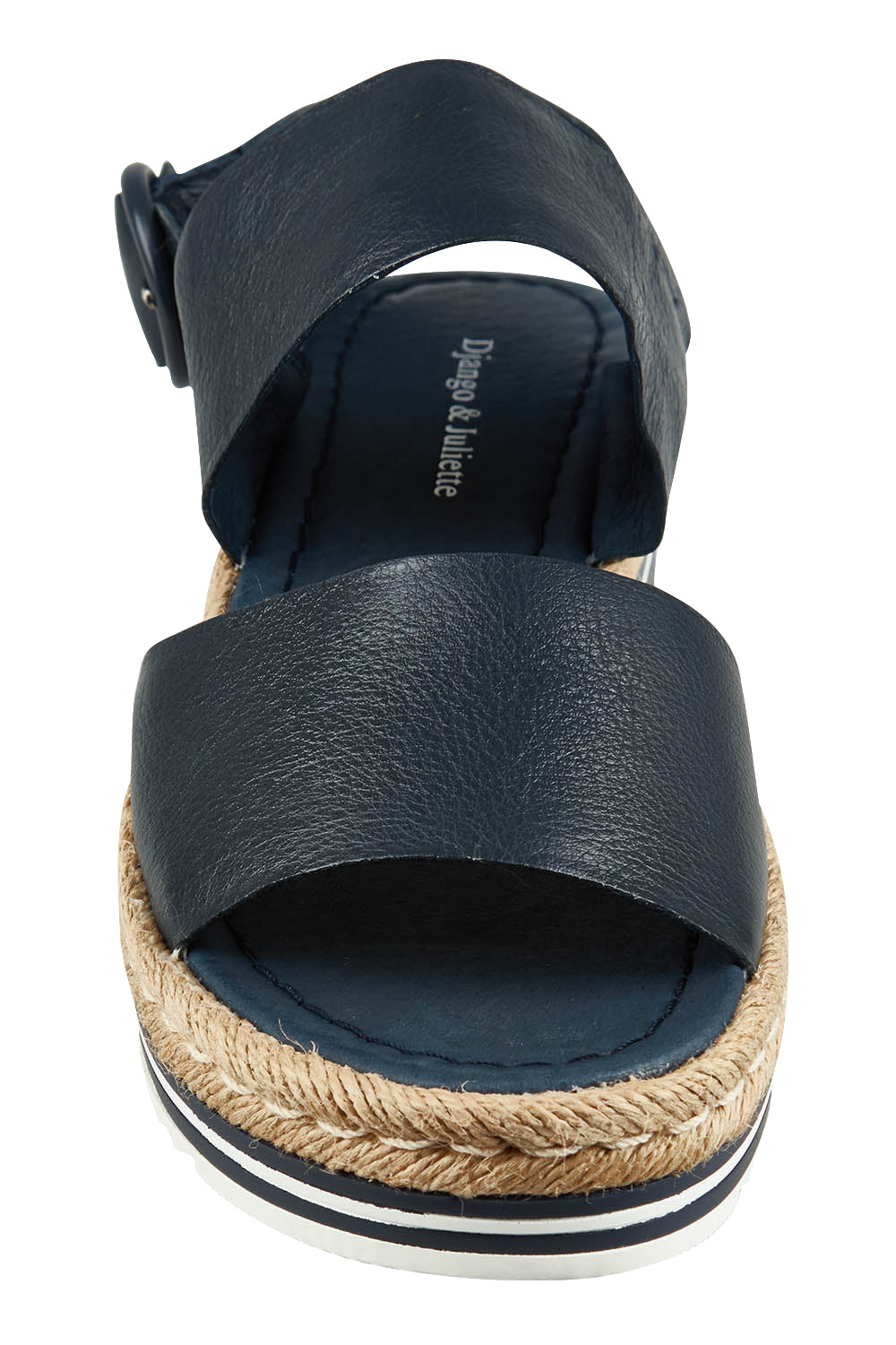 Product shot of the Atha Sandal Flatform in colour Navy (Blue), detail